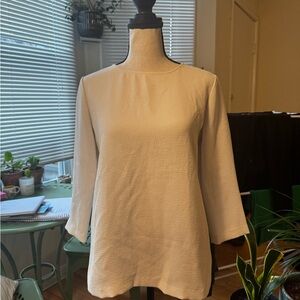 Theory Tan 3/4 Sleeve Boxy Blouse